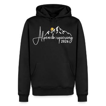 Alpen Überquerung 2026 - Wandern - Männer Premium Bio Hoodie - Schwarz - Vorne - Nico (187cm)