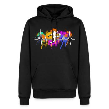 Battements de cœur du football féminin - Sweat à capuche Premium bio Homme - noir - Devant - Nico (187cm)