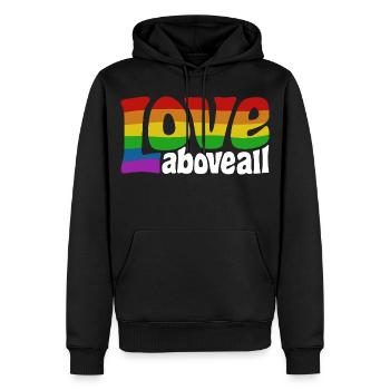 L’amour par-dessus tout | Design de la fierté arc-en-ciel - Sweat à capuche Premium bio Homme - noir - Devant - Nico (187cm)