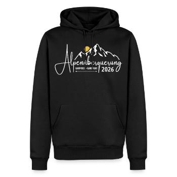 Alpenüberquerung 2026 Garmisch Gardasee Wandern - Männer Premium Bio Hoodie - Schwarz - Vorne - Nico (187cm)