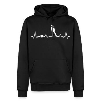 Saxophone Heartbeat avec saxophoniste pour musiciens - Sweat à capuche Premium bio Homme - noir - Devant - Nico (187cm)