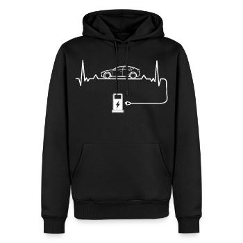 Amour des voitures électriques avec battement de cœur Voitures électriques - Sweat à capuche Premium bio Homme - noir - Devant - Nico (187cm)