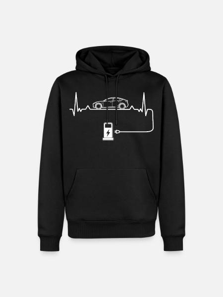 Elektroauto Liebe mit Herzschlag Elektroautos - Männer Premium Bio Hoodie - Schwarz