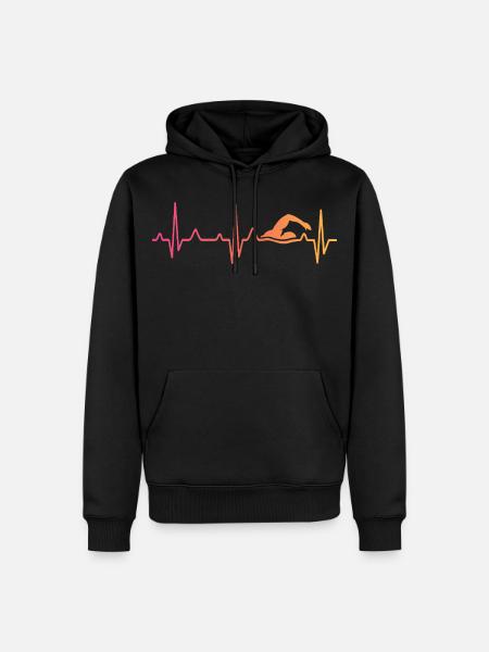 Schwimmen, schwimmen, Sonnenuntergang, Herzschlag - Männer Premium Bio Hoodie - Schwarz