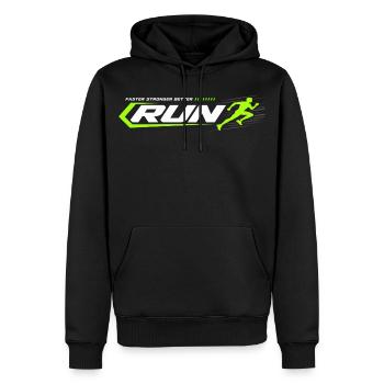 Logo Course Néon RUN Sprint - Sweat à capuche Premium bio Homme - noir - Devant - Nico (187cm)