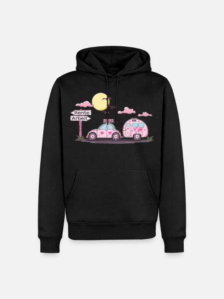 Auto mit Anhänger Rente Schild - Männer Premium Bio Hoodie - Schwarz