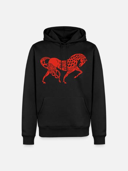 Keltisches Rotes Pferd - Männer Premium Bio Hoodie - Schwarz
