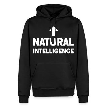 Natural Intelligence funny artificial intelligence - Männer Premium Bio Hoodie - Schwarz - Vorne - Nico (187cm)