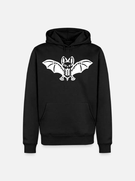 Skelettfledermaus (Weiß) - Männer Premium Bio Hoodie - Schwarz