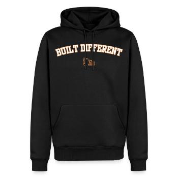 Anders gebaut – Lustiger Bagger-Konstruktion Des - Männer Premium Bio Hoodie - Schwarz - Vorne - Nico (187cm)