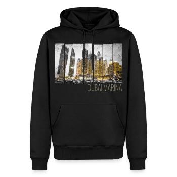 Dubai Marina in VAE Skyline Vintage Panorama - Männer Premium Bio Hoodie - Schwarz - Vorne - Nico (187cm)