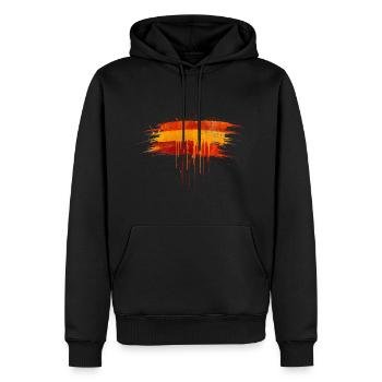 092026_-_Shirt_Design_-_Spain_spray_flag - Männer Premium Bio Hoodie - Schwarz - Vorne - Nico (187cm)