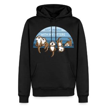 Otter Team Wildtiere Freundschaft Tierhumor - Männer Premium Bio Hoodie - Schwarz - Vorne - Nico (187cm)