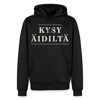 Frag Mama - Männer Premium Bio Hoodie - Schwarz - Vorne - Nico (187cm)