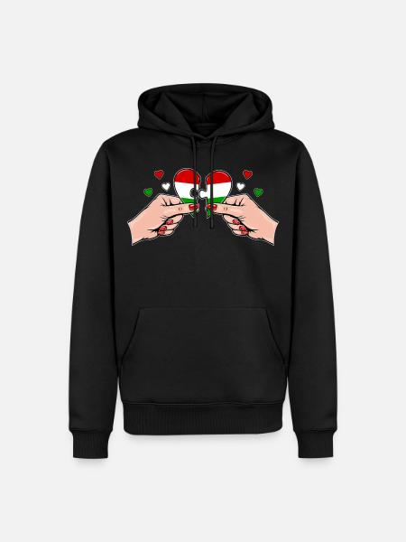 Ungarn Frauenhände Herzpuzzle - Männer Premium Bio Hoodie - Schwarz