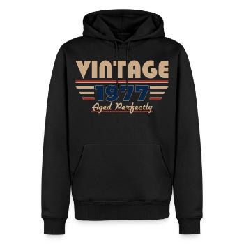 49. Geburtstag Geschenk Mann Vintage Jahrgang 1977 - Männer Premium Bio Hoodie - Schwarz - Vorne - Nico (187cm)