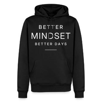 Better Mindset - Männer Premium Bio Hoodie - Schwarz - Vorne - Nico (187cm)