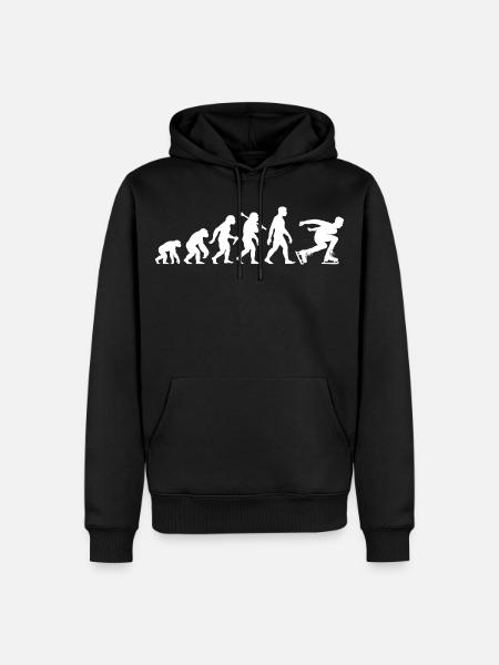 Eisschnellauf Evolution mit Eisschnellläufer - Männer Premium Bio Hoodie - Schwarz