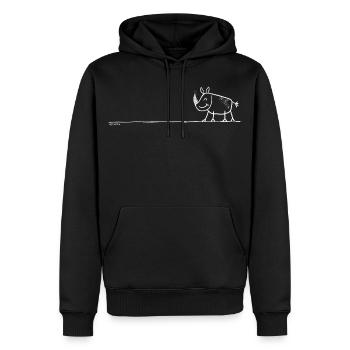 Nashorn Line Art Rhino Wildtier Minimalistisch - Männer Premium Bio Hoodie - Schwarz - Vorne - Nico (187cm)