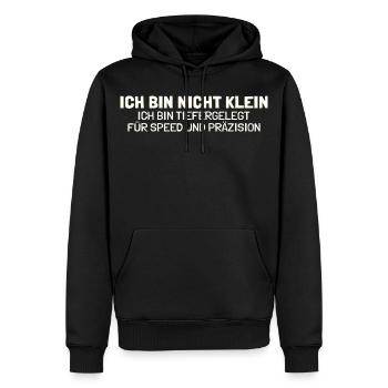Nicht klein tiefergelegt Lustiger Spruch Tuning - Männer Premium Bio Hoodie - Schwarz - Vorne - Nico (187cm)