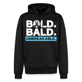 Glatze mit Mut - Unzerbrechlich stark - Männer Premium Bio Hoodie - Schwarz - Vorne - Nico (187cm)