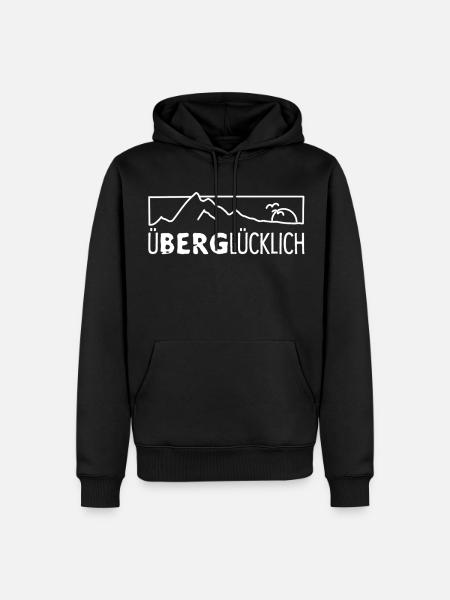 Überglücklich – Wandern macht glücklich - Männer Premium Bio Hoodie - Schwarz
