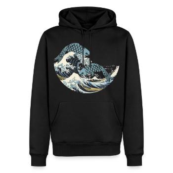 Koi Fische Wasser Japan Welle Geschenk - Männer Premium Bio Hoodie - Schwarz - Vorne - Nico (187cm)