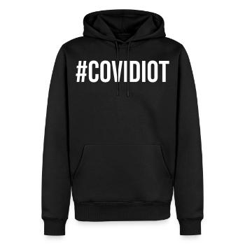 Covidiot - Männer Premium Bio Hoodie - Schwarz - Vorne - Nico (187cm)