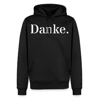 Danke - Männer Premium Bio Hoodie - Schwarz - Vorne - Nico (187cm)
