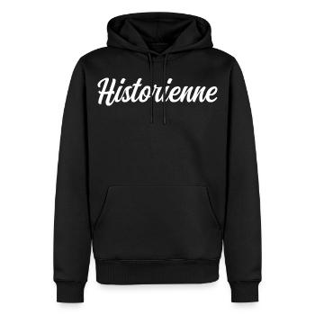 Historienne - Sweat à capuche Premium bio Homme - noir - Devant - Nico (187cm)