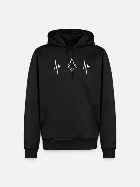 Christmas Heartbeat Sapin de Noël - Sweat à capuche Premium bio Homme - noir