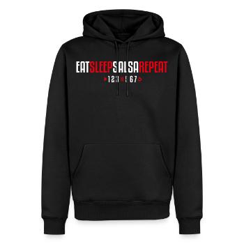 Eat Sleep Salsa Repeat – 123-567 - Männer Premium Bio Hoodie - Schwarz - Vorne - Nico (187cm)