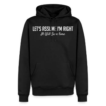 Supposons que j’aie raison. - Sweat à capuche Premium bio Homme - noir - Devant - Nico (187cm)