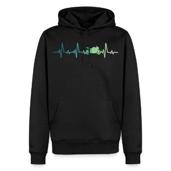 Motorrad-Motorrad-Herzschlag-Motorrad - Männer Premium Bio Hoodie - Schwarz - Vorne - Nico (187cm)