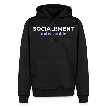 Socialement Indisponible — Introverti - Sweat à capuche Premium bio Homme - noir - Devant - Nico (187cm)