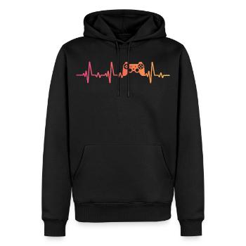 Konsolencontroller Sunset Heartbeat Gamer - Männer Premium Bio Hoodie - Schwarz - Vorne - Nico (187cm)