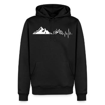 Herzschlag Berge Fahrrad - Männer Premium Bio Hoodie - Schwarz - Vorne - Nico (187cm)
