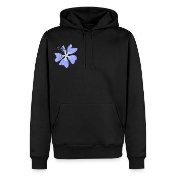 Blume Malve (Verwittert) - BLÜTE Floral - Männer Premium Bio Hoodie - Schwarz - Vorne - Nico (187cm)