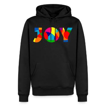 Joy - Freude - Männer Premium Bio Hoodie - Schwarz - Vorne - Nico (187cm)