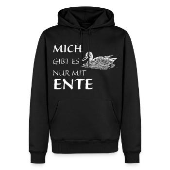 Nur mit Ente - Männer Premium Bio Hoodie - Schwarz - Vorne - Nico (187cm)