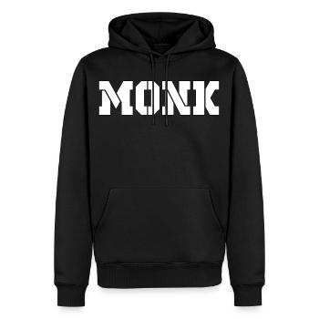 MONK white - Männer Premium Bio Hoodie - Schwarz - Vorne - Nico (187cm)