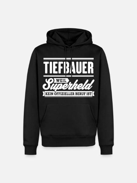 Superheld Tiefbauer - Männer Premium Bio Hoodie - Schwarz