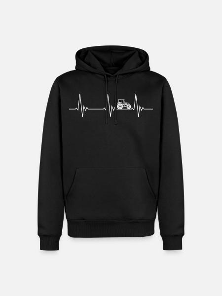 Herzschlag Traktor Landwirtschaft - Männer Premium Bio Hoodie - Schwarz