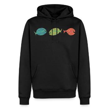 bunte Fische Scribble-Style scribble Fische angeln - Männer Premium Bio Hoodie - Schwarz - Vorne - Nico (187cm)