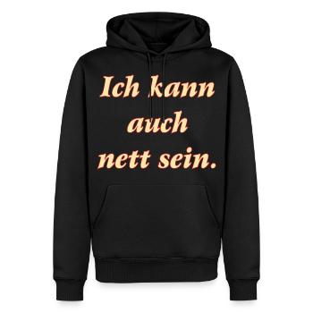 SD - Lady Spruch ich kann auch nett sein - cooles - Männer Premium Bio Hoodie - Schwarz - Vorne - Nico (187cm)