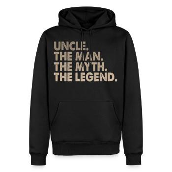 Oncle. L'homme. Le mythe. La légende. Super oncle - Sweat à capuche Premium bio Homme - noir - Devant - Nico (187cm)