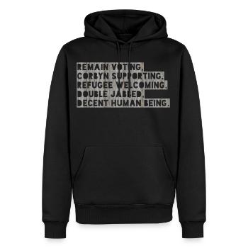 Corbyn, A Decent Human being - Men’s Premium Organic Hoodie - black - Front - Nico (187cm)