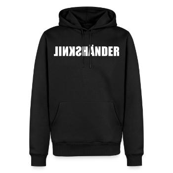 Linkshänder - mit links - Spiegelschrift - Männer Premium Bio Hoodie - Schwarz - Vorne - Nico (187cm)