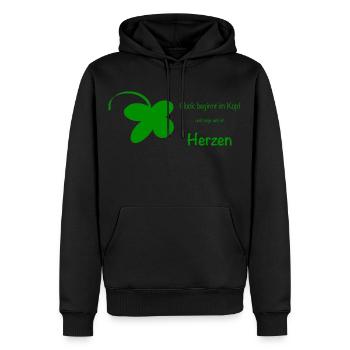 Glück beginnt im Kopf - Männer Premium Bio Hoodie - Schwarz - Vorne - Nico (187cm)