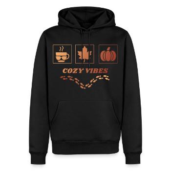 Coazy Vibes - Design automnal - Sweat à capuche Premium bio Homme - noir - Devant - Nico (187cm)